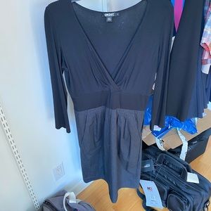DKNY v-neck two-part dress with pockets